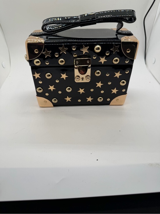 Betsey Johnson Handbags - Betsey Johnson Black Mini Star-Studded Box Bag with Gold Accents